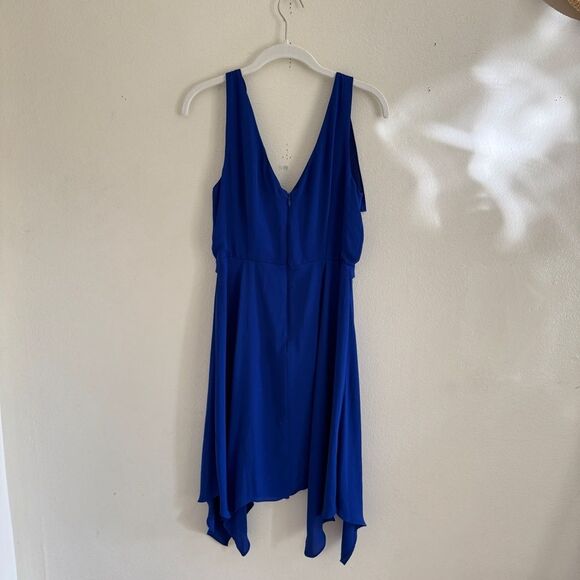 NWT BCBGMaxAzria Jessica Dress Waterfall ruffle handkerchief hem blue 4 - Picture 4 of 11